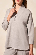 Load image into Gallery viewer, Light Grey 1/4 Zip Techno Fabric Dolman Sweater
