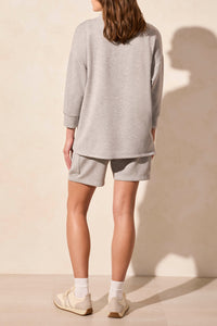 Light Grey 1/4 Zip Techno Fabric Dolman Sweater