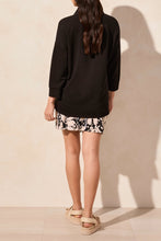 Load image into Gallery viewer, Black 1/4 Zip Techno Fabric Dolman Sweater
