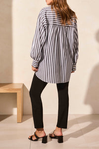 Striped White Button Down Blouse