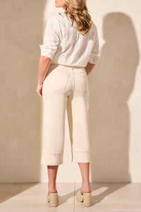 Ecru Wide Leg Cuffed Capris