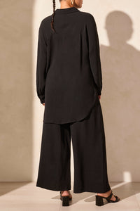 Black Flowy Crepe Raglan Sleeve Blouse