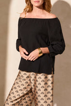 Load image into Gallery viewer, Black On &amp; Off Shoulder Gauze Top
