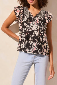 Coco Milk Printed Notch Neck Blouse