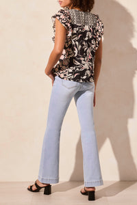 Coco Milk Printed Notch Neck Blouse