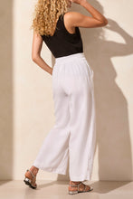 Load image into Gallery viewer, White Linen Blend Ankle Pant With Side Vent
