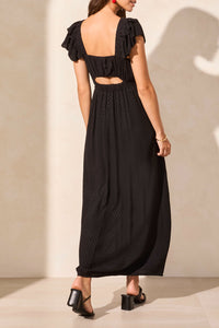 Swiss Dot Open Back Maxi Dress
