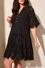 Load image into Gallery viewer, Black Tiered Eyelet Dress
