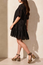 Load image into Gallery viewer, Black Tiered Eyelet Dress
