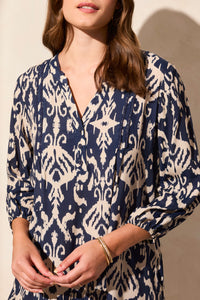 Jet Blue Printed Tiered Dress