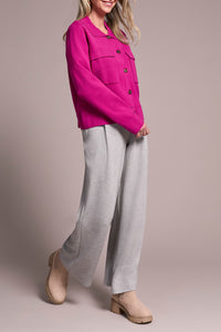 Pink Flambe Double Knit Collared Cardigan