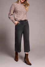 Load image into Gallery viewer, Black Mist Sophia Button Front Wide Crop Jean
