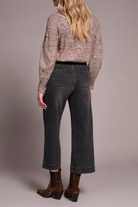 Black Mist Sophia Button Front Wide Crop Jean