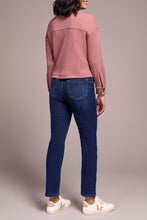 Load image into Gallery viewer, Heather Dk.Toffee Cropped Waffle Knit Shacket
