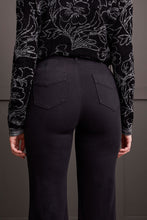 Load image into Gallery viewer, Black Comfort Stretch Fly Front Wide Leg Pant
