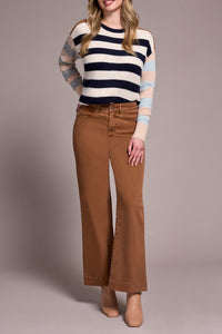 Walnut Comfort Stretch Fly Front Wide Leg Pant