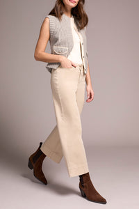 Sandstone High Rise Fly Front Palazzo Pant