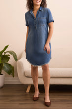 Load image into Gallery viewer, Blue Bliss Pop Over Shirt Dress
