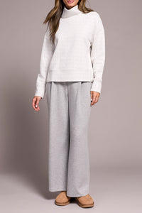 TF- Heather Frost Grey Funnel Neck Sweater