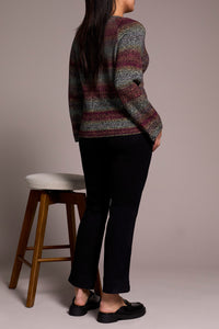 Wine Striped V-Neck Sweater