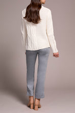 Load image into Gallery viewer, Cream Cable Knit Cotton Mock Neck Sweater
