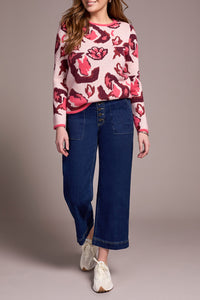 Deep Water Sophia Button Front Wide Crop Jean