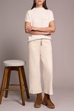 Load image into Gallery viewer, Ecru Sophia Button Front Wide Crop Jean
