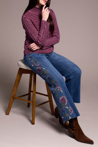 Passion Plum Cable Knit Cotton Mock Neck Sweater