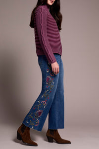 Passion Plum Cable Knit Cotton Mock Neck Sweater