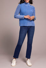 Load image into Gallery viewer, Ultra Blue Cable Knit Cotton Mock Neck Sweater
