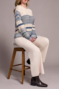 Slate Blue Knit Bell Sleeve Sweater