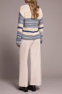 Slate Blue Knit Bell Sleeve Sweater