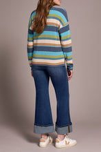 Load image into Gallery viewer, Wasabi Striped Waffle U-Neck Long Sleeve
