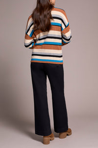 Celestial Striped Waffle U-Neck Long Sleeve