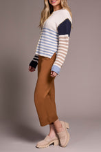 Load image into Gallery viewer, Sandstone Striped Patch Knit Sweater
