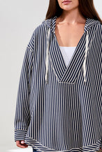 Load image into Gallery viewer, Nautical Striped Hooded Tunic With Drawstrings
