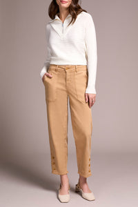 Ice Latte Pork Chop Pocket Pant With Button Hem