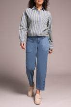 Load image into Gallery viewer, Slate Blue Pork Chop Pocket Pant With Button Hem

