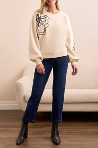 Moonstone Floral Embroidered Sweater