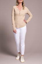 Load image into Gallery viewer, Oatmeal Waffle Henley Long Sleeve
