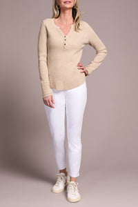 Oatmeal Waffle Henley Long Sleeve