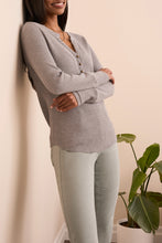 Load image into Gallery viewer, Grey Mix Waffle Henley Long Sleeve
