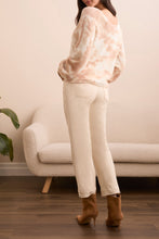 Load image into Gallery viewer, Cream Printed Eyelash V-Neck Sweater
