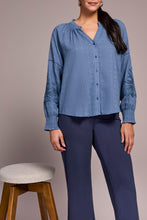 Load image into Gallery viewer, Slate Blue Long Sleeve With Applique Detail On Sleeve
