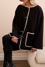 Load image into Gallery viewer, Black Whipstitch Jacket With Detachable Scarf
