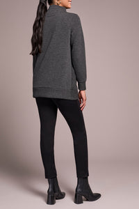 Charcoal Mock Neck Tunic With Invisible Pockets
