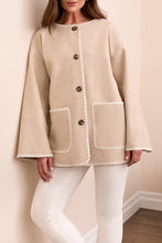 Load image into Gallery viewer, Ice Latte Whipstitch Jacket With Detachable Scarf
