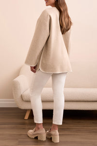 Ice Latte Whipstitch Jacket With Detachable Scarf