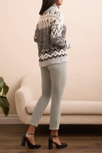 B&W Intarsia Turtle Neck Sweater