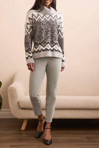 B&W Intarsia Turtle Neck Sweater